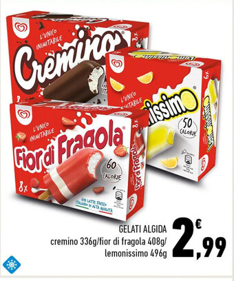 Conad GELATI ALGIDA cremino 336g/fior di fragola 408g/ lemonissimo 496g offerta