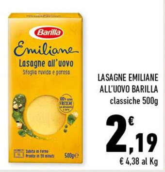 Conad LASAGNE EMILIANE ALL'UOVO BARILLA classiche 500g offerta
