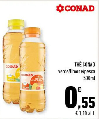 Conad THÈ CONAD verde/limone/pesca 500ml offerta