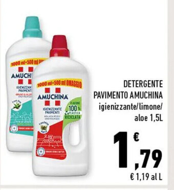 Conad DETERGENTE PAVIMENTO AMUCHINA igienizzante/limone/ aloe 1,5L offerta