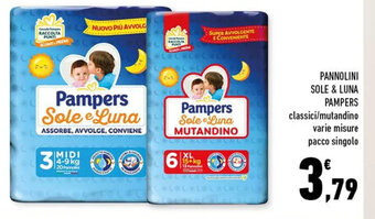 Conad PANNOLINI SOLE & LUNA PAMPERS classici/mutandino varie misure pacco singolo offerta