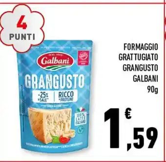 Conad FORMAGGIO GRATTUGIATO GRANGUSTO GALBANI 90g offerta