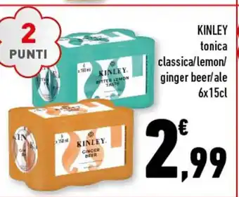 Conad KINLEY tonica classica/lemon/ ginger beer/ale 6x15cl offerta