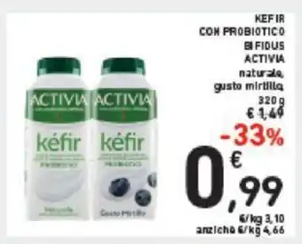 Conad KEFIR CON PROBIOTICO EI FIDUS ACTIVIA naturale, gusto mirtilla 320 g offerta