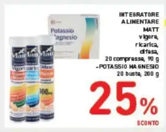 Conad INTEGRATORE ALIMENTARE MATT 20 compresse, 90 g -POTASSIO MAGNESIO 20 busta, 200 g offerta