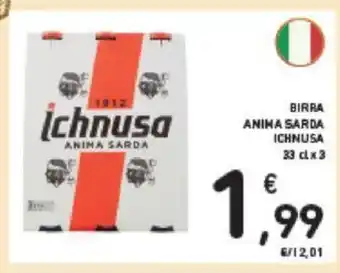 Conad BIRRA ANIMA SARDA ICHNUSA 33 cl x 3 offerta