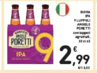 Conad BIRRA IPA 9 LUPPOLI ANGELO PORETTI con luppoll agrumati, 33 clx3 offerta