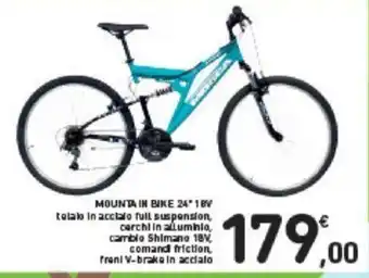 Conad MOUNTAIN BIKE 24" 18V tolalo in acciaio full suspension, cerchi in alumhlo, camblo Shimano 18%, comand friction, front offerta