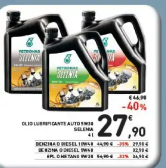 OLIO LUBRIFICANTE AUTO 5W30 SELENIA 4L