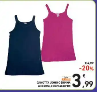 Conad CANOTTA UOMO O DONNA a costina, colori assortiti offerta