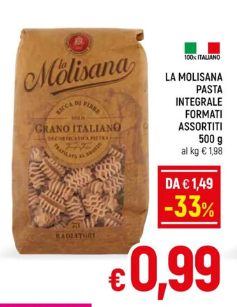 A&O LA MOLISANA PASTA INTEGRALE FORMATI ASSORTITI 500 g offerta