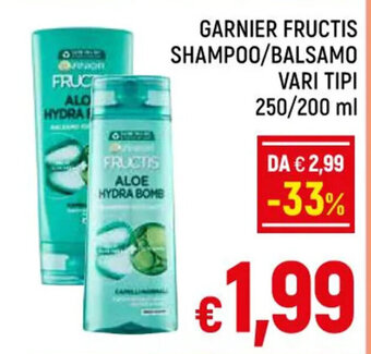 A&O GARNIER FRUCTIS SHAMPOO/BALSAMO VARI TIPI 250/200 ml offerta