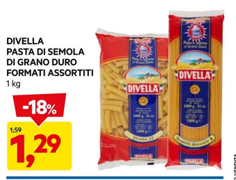 DPiù DIVELLA PASTA DI SEMOLA DI GRANO DURO FORMATI ASSORTITI 1 kg offerta