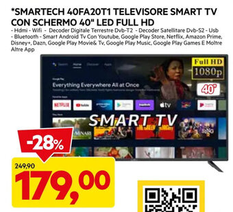 DPiù *SMARTECH 40FA20T1 TELEVISORE SMART TV CON SCHERMO 40" LED FULL HD offerta