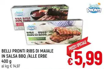 A&O BELLI PRONTI RIBS DI MAIALE IN SALSA BBQ /ALLE ERBE 400 g offerta