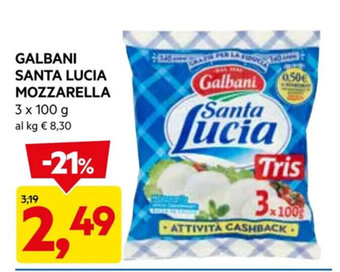 DPiù GALBANI SANTA LUCIA MOZZARELLA 3 x 100 g offerta