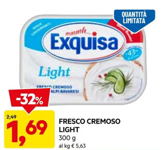 DPiù FRESCO CREMOSO LIGHT 300 g offerta