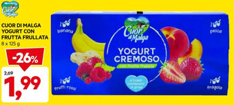 DPiù CUOR DI MALGA YOGURT CON FRUTTA FRULLATA 8 x 125 g offerta