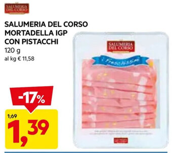 DPiù SALUMERIA DEL CORSO MORTADELLA IGP CON PISTACCHI 120 g offerta