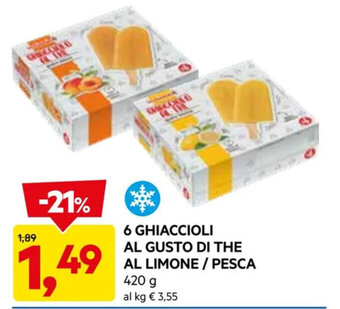 DPiù 6 GHIACCIOLI AL GUSTO DI THE AL LIMONE / PESCA 420 g offerta