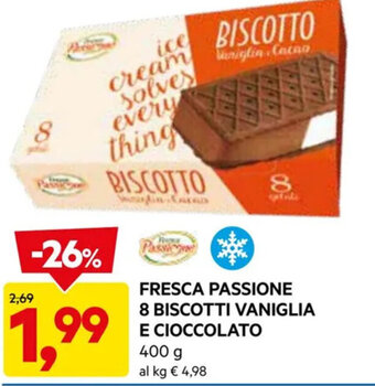 DPiù FRESCA PASSIONE 8 BISCOTTI VANIGLIA E CIOCCOLATO 400 g offerta