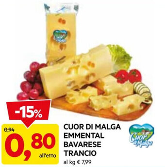 DPiù CUOR DI MALGA EMMENTAL BAVARESE TRANCIO offerta