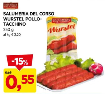 DPiù SALUMERIA DEL CORSO WURSTEL POLLO-TACCHINO 250 g offerta