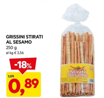 DPiù GRISSINI STIRATI AL SESAMO 250 g offerta