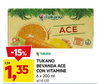 DPiù TUKANO BEVANDA ACE CON VITAMINE 6 X 200 ml offerta