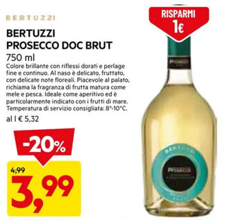 DPiù BERTUZZI PROSECCO DOC BRUT 750 ml offerta