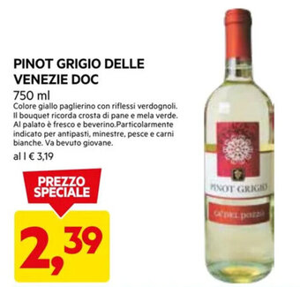 DPiù PINOT GRIGIO DELLE VENEZIE DOC 750 ml offerta