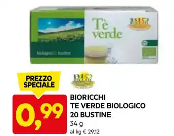 DPiù BIORICCHI TE VERDE BIOLOGICO 20 BUSTINE offerta