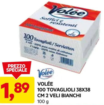 DPiù VOLÉE 100 TOVAGLIOLI 38X38 CM 2 VELI BIANCHI 100 g offerta