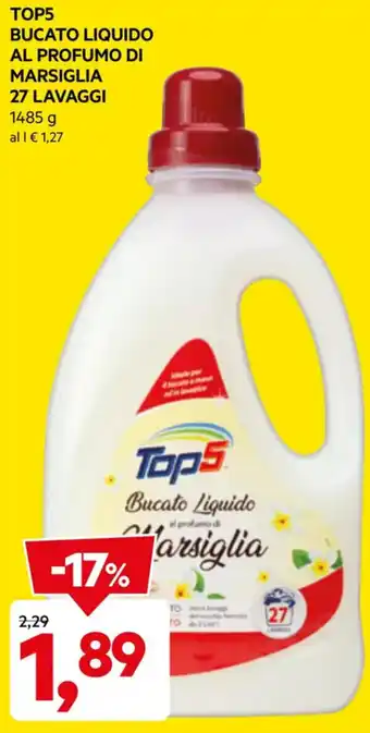 DPiù TOP5 BUCATO LIQUIDO AL PROFUMO DI MARSIGLIA 27 LAVAGGI 1485 g offerta