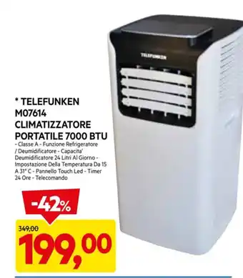 DPiù TELEFUNKEN M07614 CLIMATIZZATORE PORTATILE 7000 BTU offerta