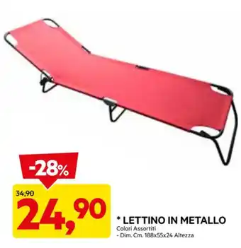 DPiù LETTINO IN METALLO - Dim. Cm. 188x55x24 Altezza offerta