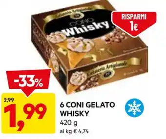 DPiù 6 CONI GELATO WHISKY 420 g offerta