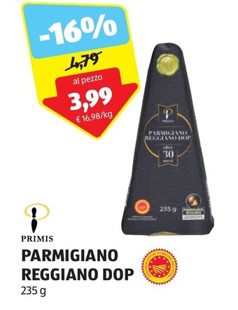 ALDI PRIMIS PARMIGIANO REGGIANO DOP 235 g offerta