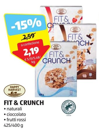 ALDI HAPPY HARVEST FIT & CRUNCH 425/400 g offerta