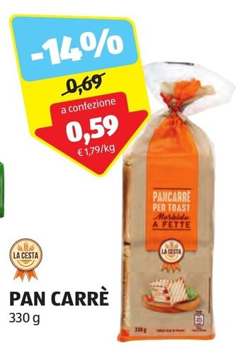 ALDI LA CESTA PAN CARRÈ 330 g offerta