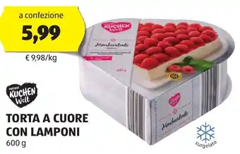 ALDI TORTA A CUORE CON LAMPONI 600 g offerta
