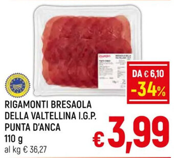 A&O RIGAMONTI BRESAOLA DELLA VALTELLINA I.G.P. PUNTA D'ANCA 110 g offerta