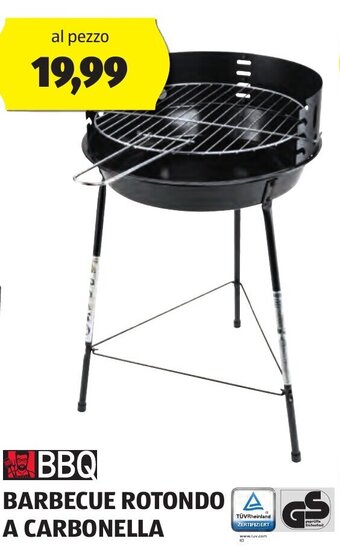 ALDI BBQ BARBECUE ROTONDO A CARBONELLA offerta