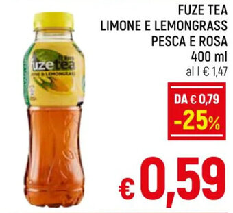 A&O FUZE TEA LIMONE E LEMONGRASS PESCA E ROSA 400 ml offerta