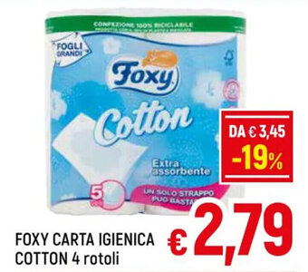 A&O FOXY CARTA IGIENICA COTTON 4 rotoli offerta