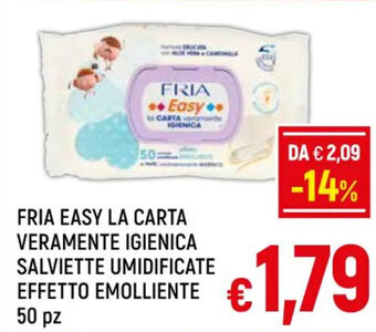 A&O FRIA EASY LA CARTA VERAMENTE IGIENICA SALVIETTE UMIDIFICATE EFFETTO EMOLLIENTE 50 pz offerta