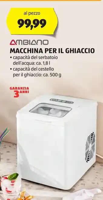 ALDI MACCHINA PER IL GHIACCIO • capacità del serbatoio dell'acqua: ca. 1,8l capacità del cestello per il ghiaccio: ca. 500 g offerta