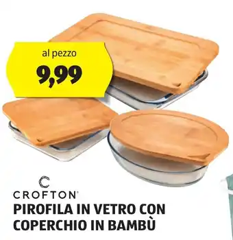 ALDI PIROFILA IN VETRO CON COPERCHIO IN BAMBÙ offerta
