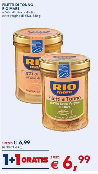 Esselunga FILETTI DI TONNO RIO MARE all'olio di oliva o all'olio extra vergine di oliva, 180 g offerta