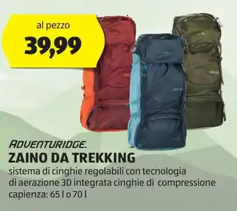 ALDI ZAINO DA TREKKING capienza: 65 l o 70l offerta